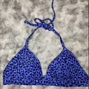 Blue leopard bikini top